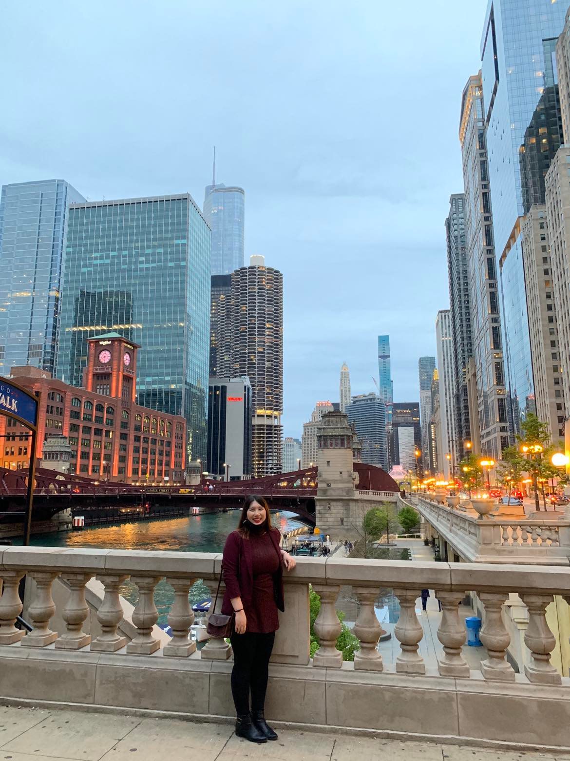 Standing in Chicago at the Riverwalk